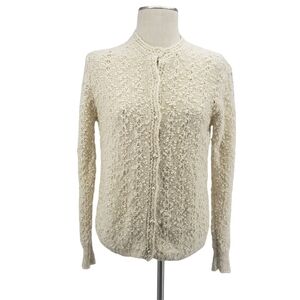 VTG LeRoy Knitwear Women's Size M Cream Popcorn Knit Cardigan